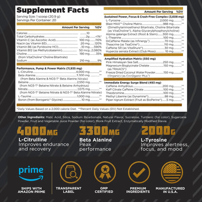 BLAST MAX – High-Stim Pre-Workout Powder – Highly Acclaimed Fully Stacked Pre Workout Old School Labs