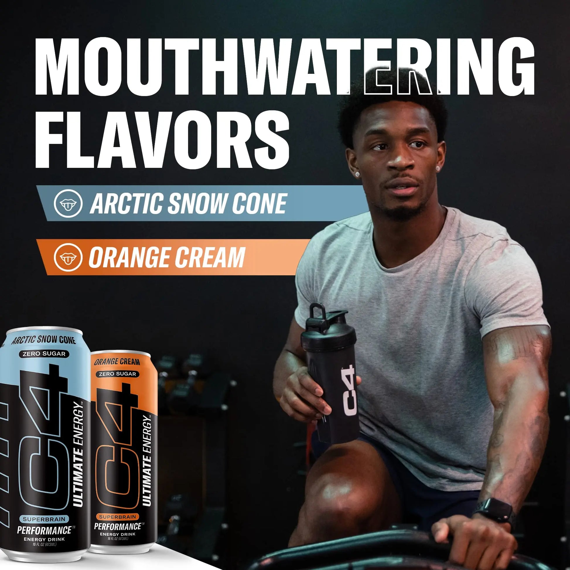 C4 Ultimate Sugar Free Energy Drink 16oz (Pack of 24) | Arctic Snow Cone | Pre Workout Cellucor