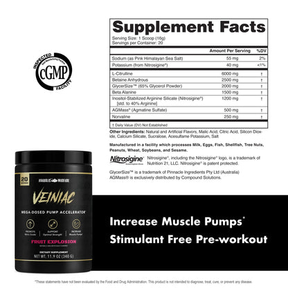 Anabolic Warfare Veiniac Muscle Pump Activator Supplement Stimulant Free Pre-Workout Anabolic Warfare