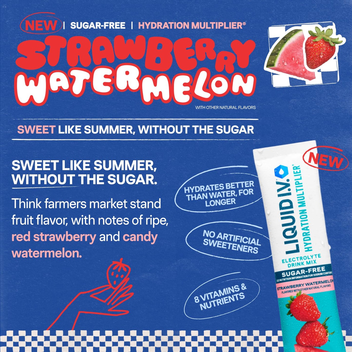 Liquid I.V.® Hydration Multiplier Sugar Free – Strawberry Watermelon | Electrolyte Powder Drink Mix | 3 Pack (42 Servings) Liquid I.V.Buy Supplements Australia