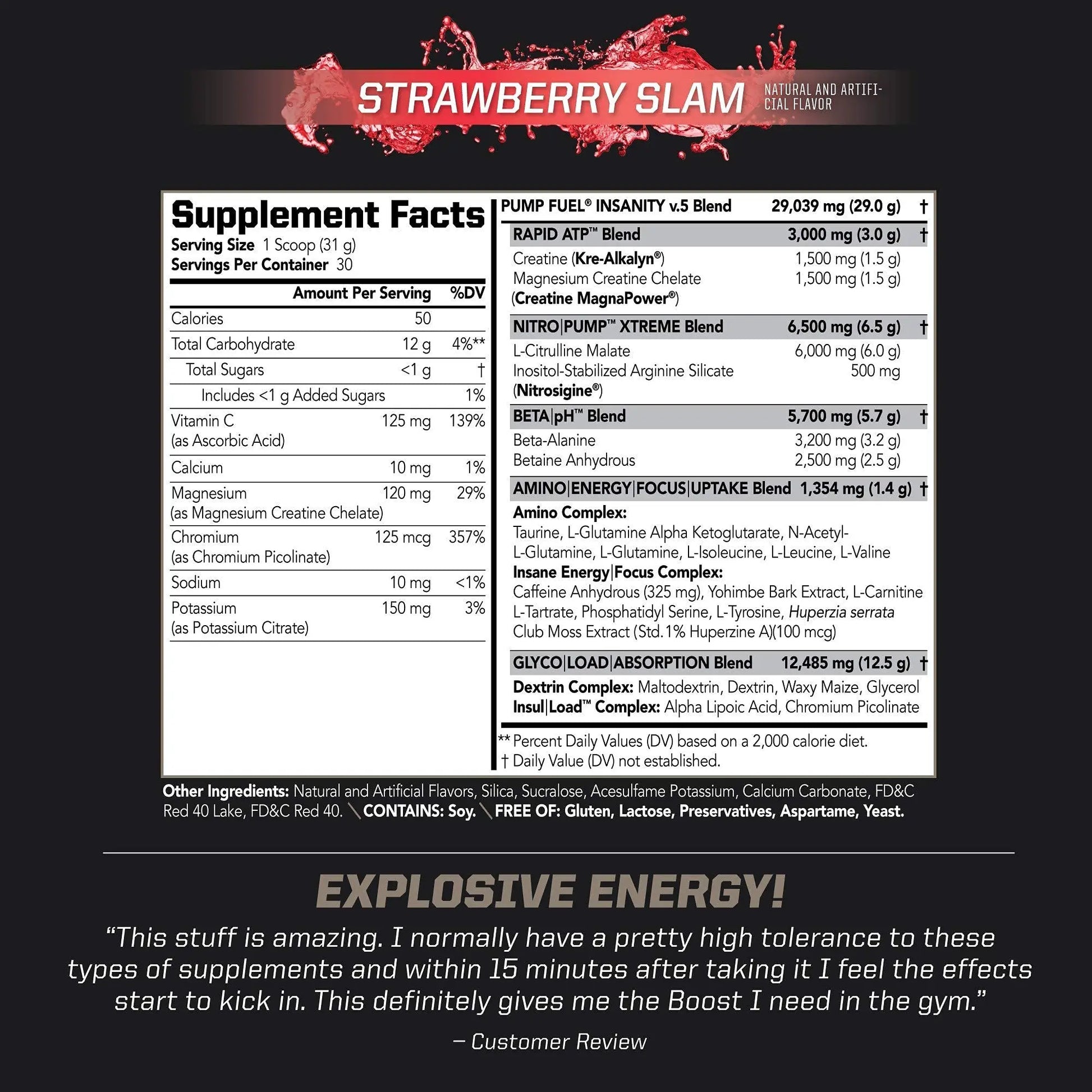 PMD Sports Ultra Pump Fuel Insanity - Pre Workout - Strawberry Slam (30 Servings) Sports PMD