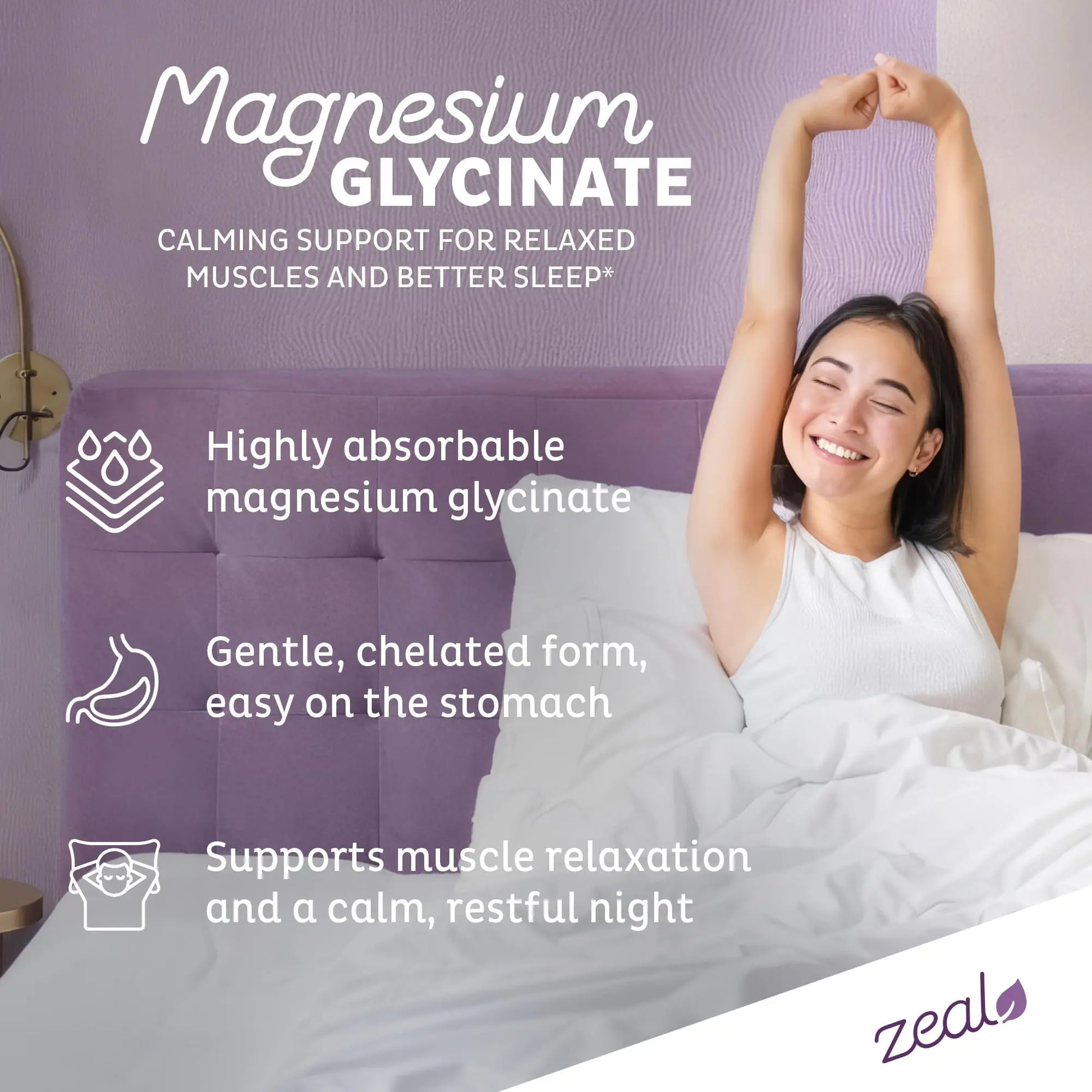 Zeal Naturals Triple Magnesium Complex Supplement - Glycinate, Malate, Citrate | 400mg, 180 Capsules | High Absorption Chelated Magnesium for Sleep, Mood, Muscle Recovery, Relaxation Zeal Naturals buy supplements Au