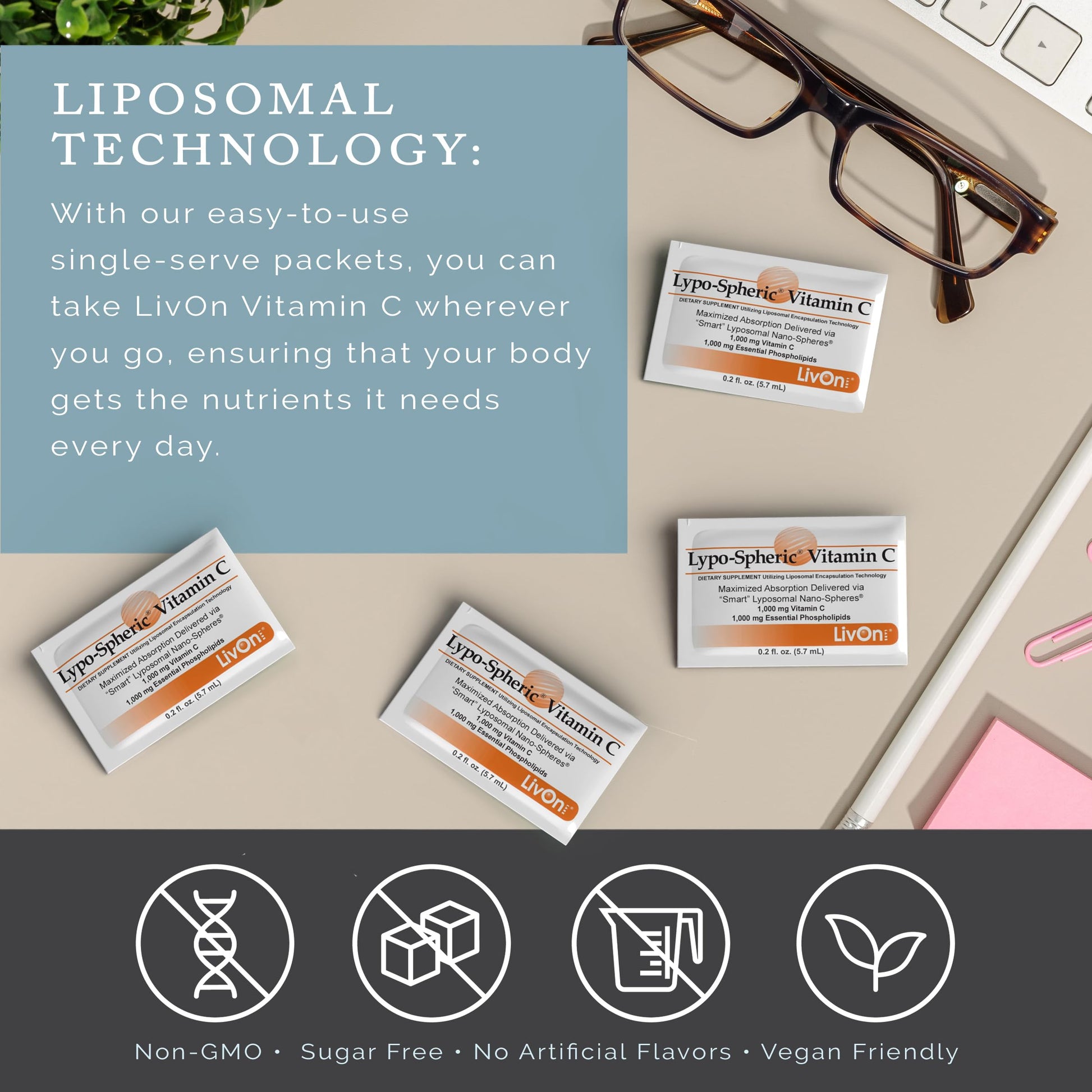 LivOn Laboratories Lypo–Spheric Vitamin C – 3 Cartons (90 Packets) – 1,000 mg Vitamin C & 1,000 mg Essential Phospholipids Per Packet – Liposome Encapsulated for Improved Absorption – 100% Non–GMO LivOn LaboratoriesBuy Supplements Australia