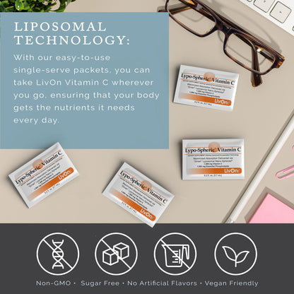 LivOn Laboratories Lypo–Spheric Vitamin C – 3 Cartons (90 Packets) – 1,000 mg Vitamin C & 1,000 mg Essential Phospholipids Per Packet – Liposome Encapsulated for Improved Absorption – 100% Non–GMO LivOn LaboratoriesBuy Supplements Australia