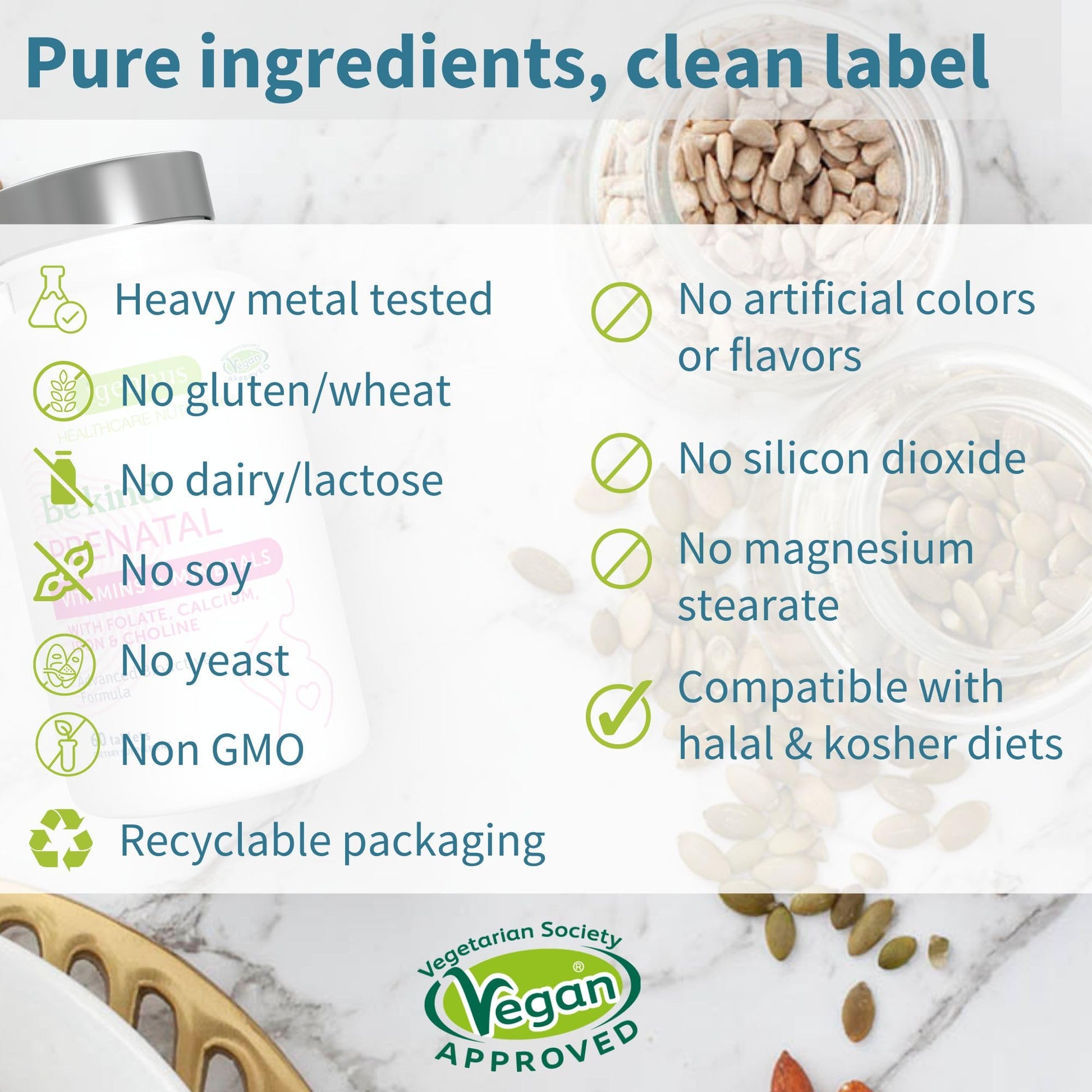 High Absorption Methylated Prenatal Multivitamin, Clean Label with Gentle Iron and Folic Acid Igennus Healthcare Nutrition