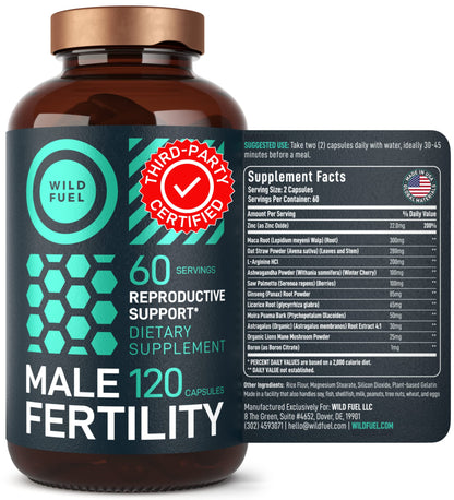 Fertility Supplements For Men Prenatal Vitamin - Maca Root, Ashwagandha, L Arginine WILD FUEL