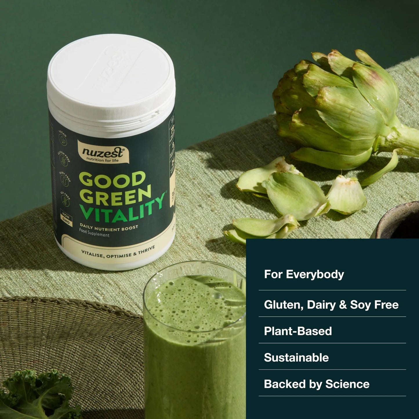 Nuzest Greens Powder Good Green Vitality – Vitamins, Minerals & Superfoods – Vegan Multivitamin Supplement (300g) Nuzest buy supplements Au