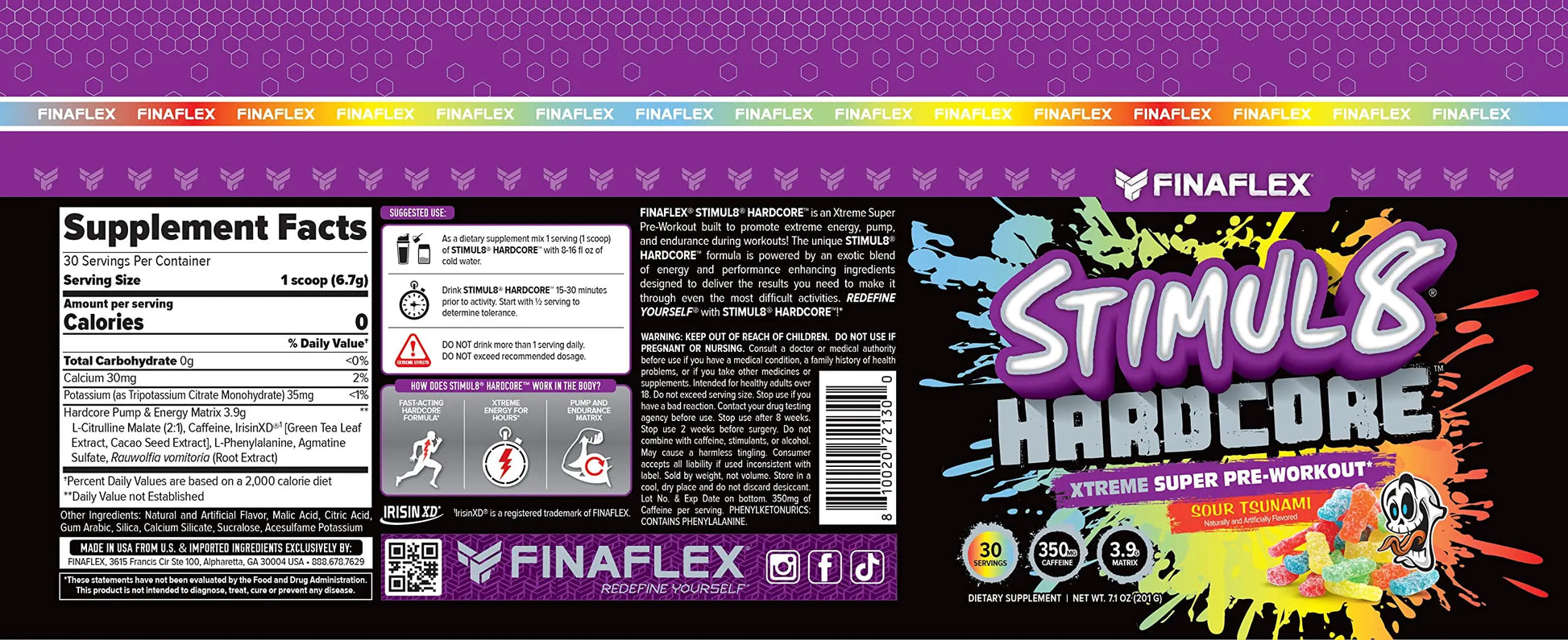 FINAFLEX STIMUL8 Hardcore, Sour Tsunami - Extreme Energy, Strength & Endurance FINAFLEX