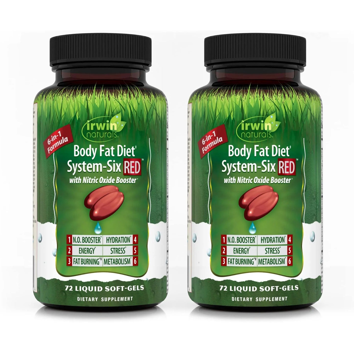 Irwin Naturals Body Fat Diet System-Six RED - 72 Liquid Soft-Gels, Pack of 2 - 6-in-1 Formula Irwin Naturals