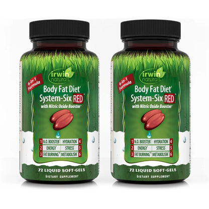 Irwin Naturals Body Fat Diet System-Six RED - 72 Liquid Soft-Gels, Pack of 2 - 6-in-1 Formula Irwin Naturals
