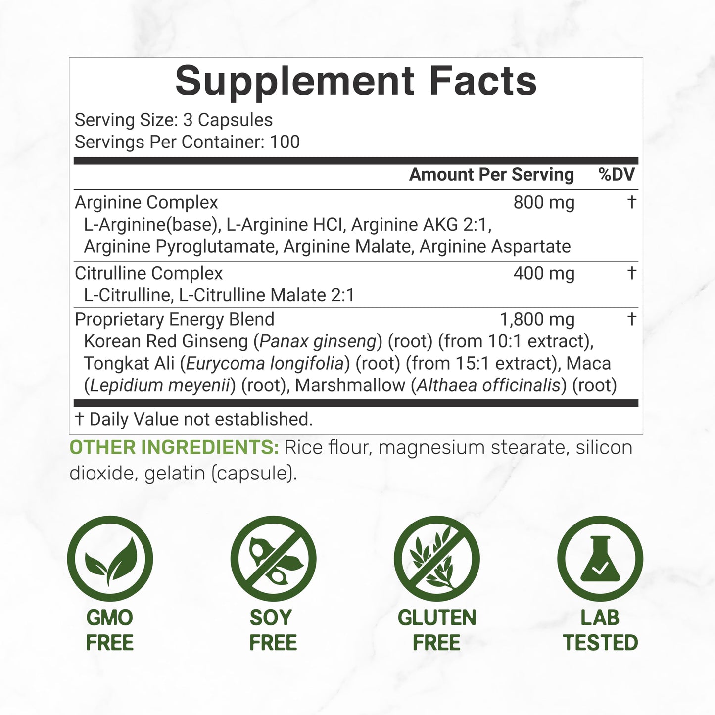Nitric Oxide Supplement 3,000mg, 300 Capsules | 12-in-1 Complex for Men & Women – Arginine, Citrulline, Korean Red Ginseng,