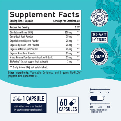 DIM Supplement Complex 250 mg | Estrogen Balance for Women | Hormone Menopause Relief SMNutrition