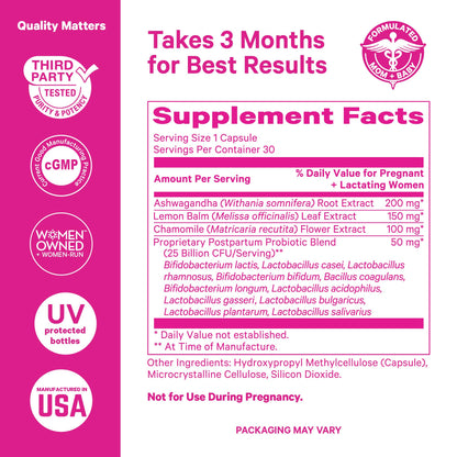 Pink Stork Postnatal Multivitamin + Probiotics with Vegan DHA, Ashwagandha, Iron, Folate, B12 - Supports Hormone Balance, Postpartum Recovery, Gut Health, & Digestion - Pack of 2 Pink StorkBuy Supplements Australia