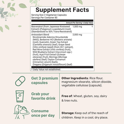 Micro Ingredients Resveratrol NAD Complex 3,000mg for Women & Men, 240 Veggie Capsules | NMN Supplement Alternative | 11-in-1 Blend with NAD+, Quercetin, Moringa, Berberine, Grape Seed, & Oregano Micro IngredientsBuy Supplements Australia