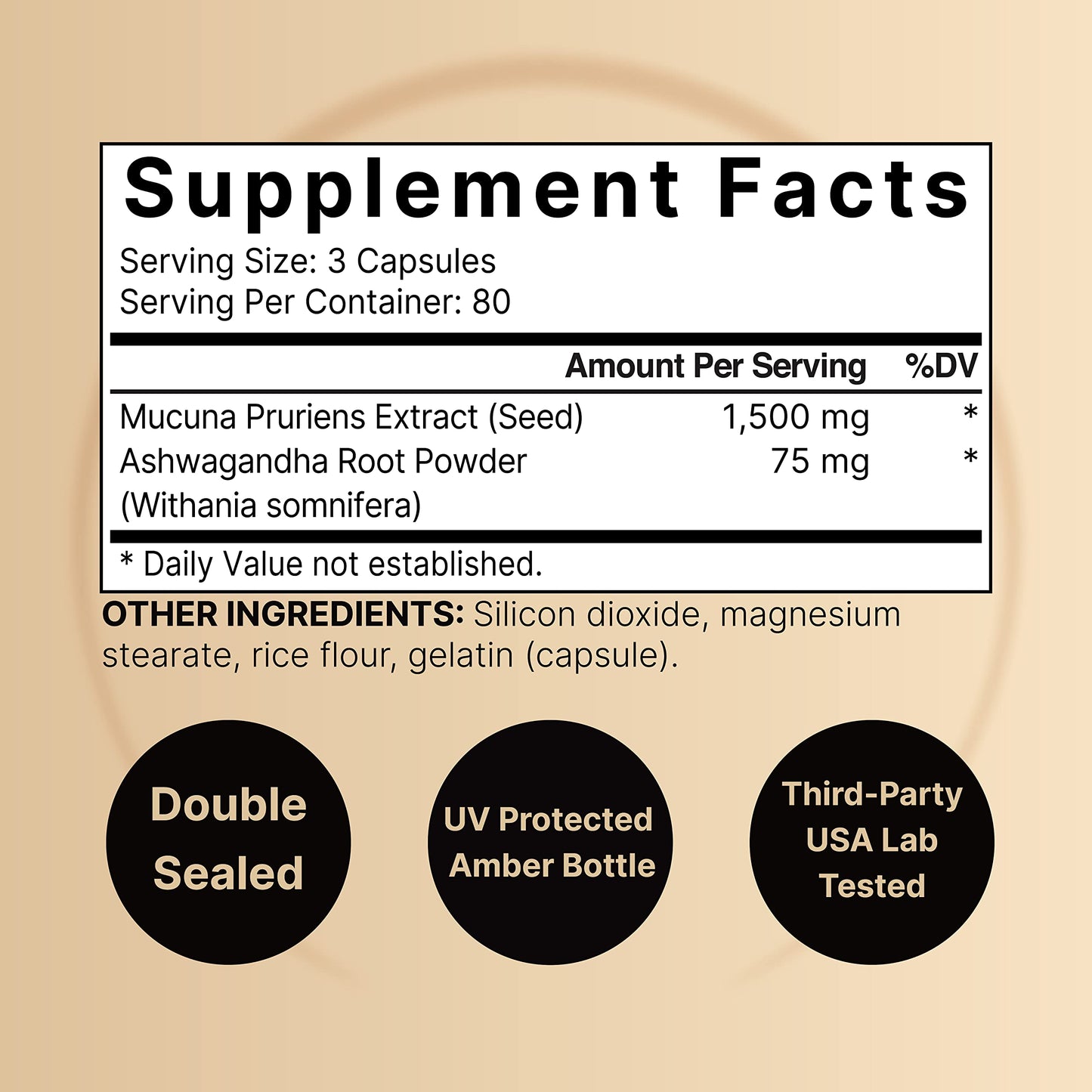 2 Pack NatureBell Mucuna Pruriens Capsules, 1500mg Per Serving, Made with Mucuna NatureBell