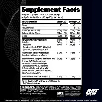 GAT SPORT Nitraflex Black Pre-Workout Powder, Extreme Pre-Training Formula for Men GAT SPORT