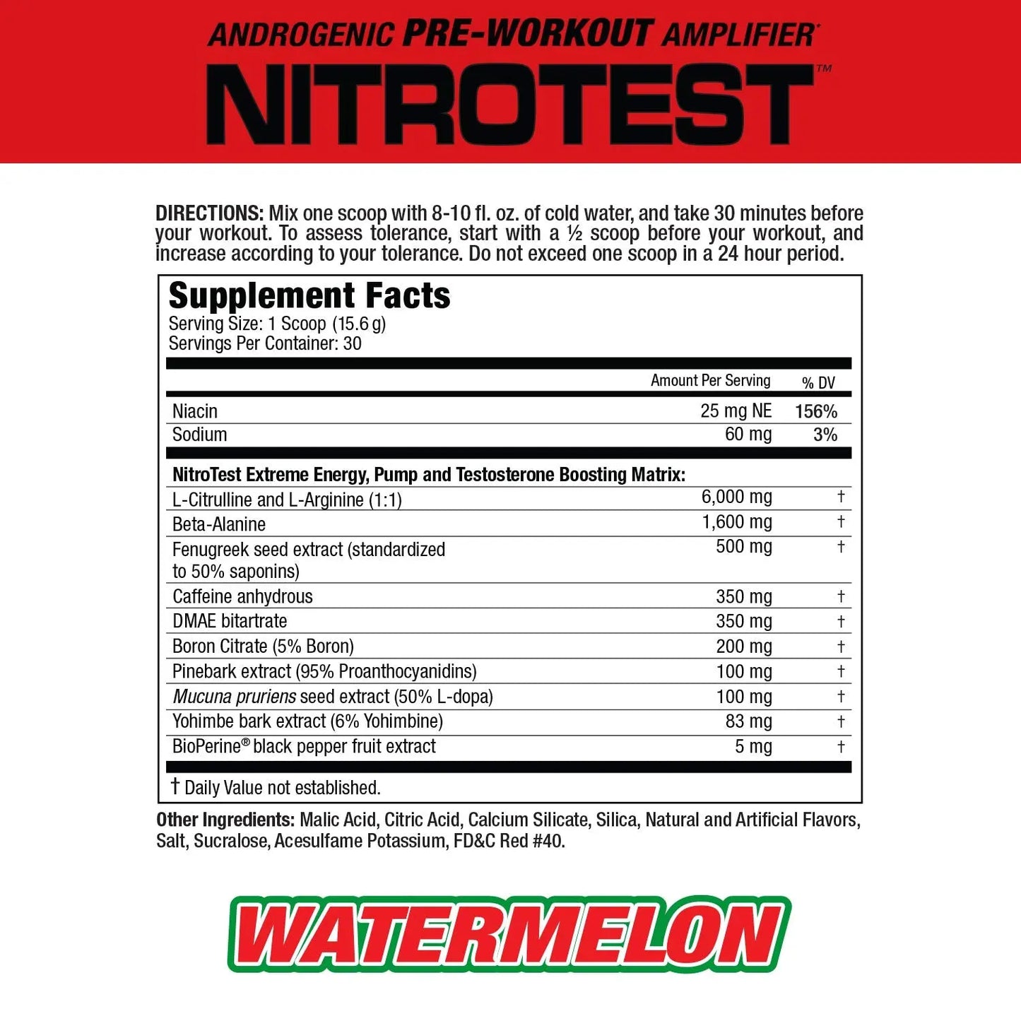 MuscleMeds Nitrotest Pre-Workout Supplement Drink, Boost Nitric Oxide, Testosterone MuscleMeds