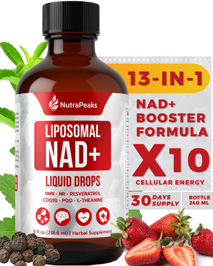NutraPeaks NAD+ Supplement Liquid - NAD+ Supplement 1000mg, NAD+ Nicotinamide Riboside Resveratrol Supplements with PQQ, NAD+ Berry Flavor Sticks for Anti-Aging, Energy, Focus NutraPeaksBuy Supplements Australia