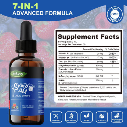 Q'ankyaq DHM Hangover Recovery Liquid Drops with Kudzu Root, NAC, 5-HTP, B Vitamins, and Zinc - Sugar Free and Vegan - 2 fl oz Q'ankyaq buy supplements Au