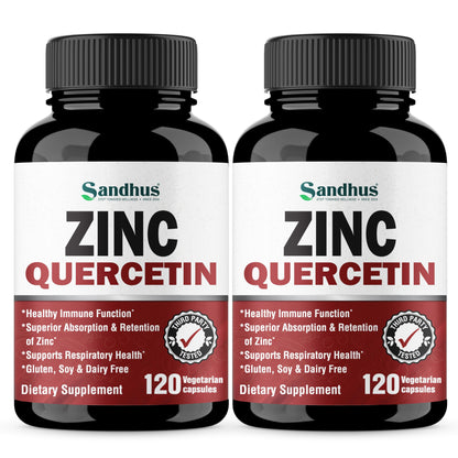 Zinc Quercetin Vegetarian Capsules 120 Ct- (2 Pack) Sandhu's