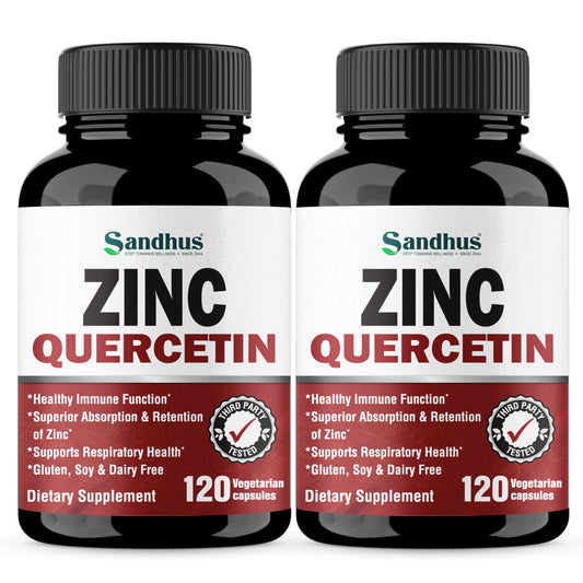 Zinc Quercetin Vegetarian Capsules 120 Ct- (2 Pack) Sandhu's