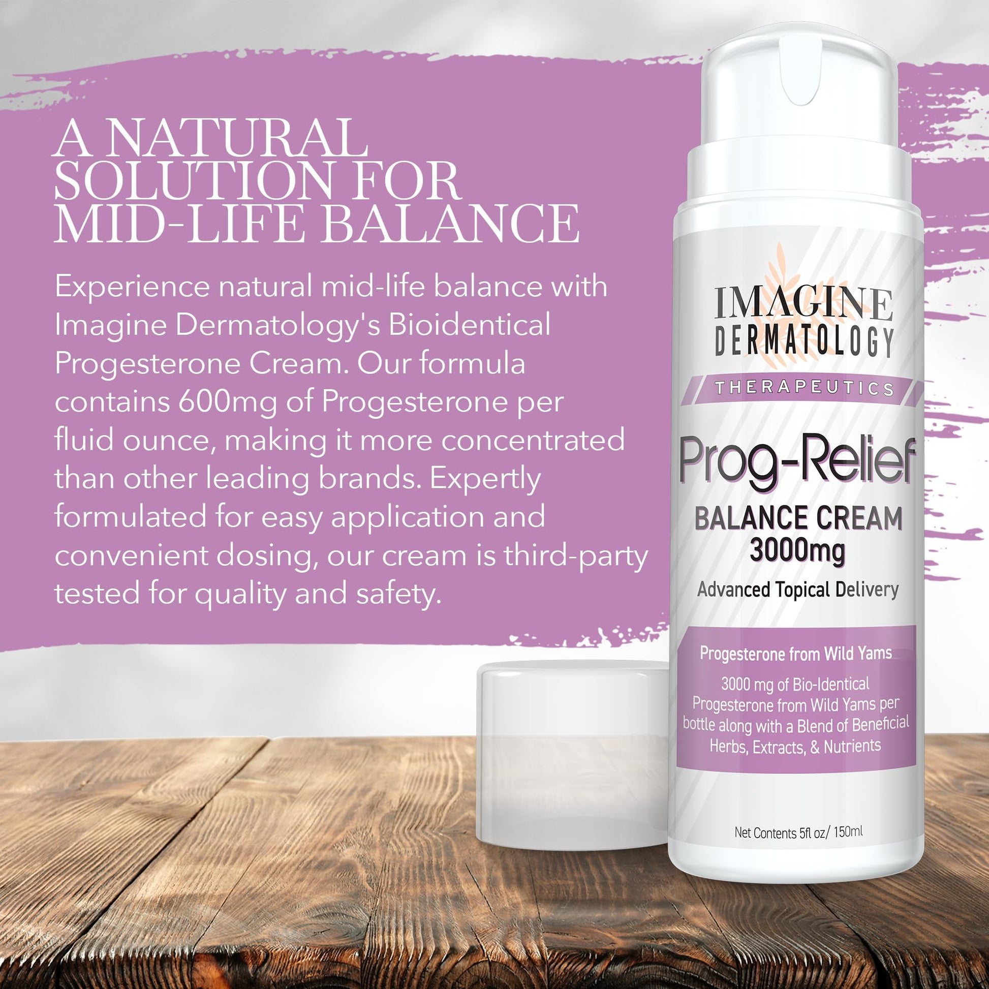 Imagine Dermatology Bio-Identical Progesterone Cream, 50% More - 3000mg, 150 Pump Doses Imagine Dermatology