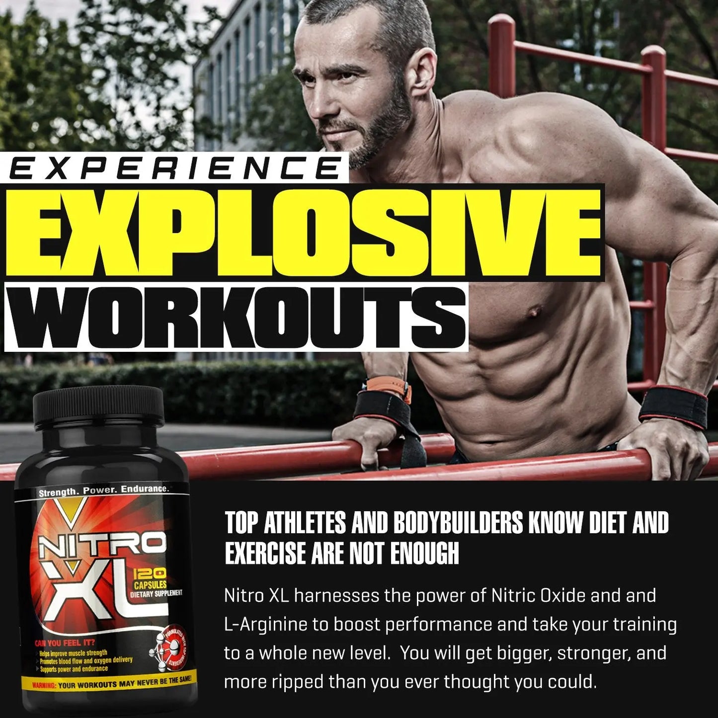 Nitro XL | Nitric Oxide Bodybuilding Supplement – with L-Arginine | Build Muscle Mass Nitro XL