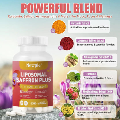 Newpie Saffron Supplements - 100% Pure Saffron Extract Capsules - Natural Mood Enhancer, Supports Eye & Heart Health, Boosts Energy - Premium Supplement for Women & Men（60 Servings (2) Newpie buy supplements Au