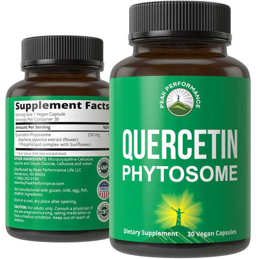 Peak Performance Ultra Pure Quercetin Phytosome Vegan Capsules - Rich Sophora Japonica Extract for Max Absorption Now. Quercetin 250mg Supplement Capsules. Made in USA Peak PerformanceBuy Supplements Australia