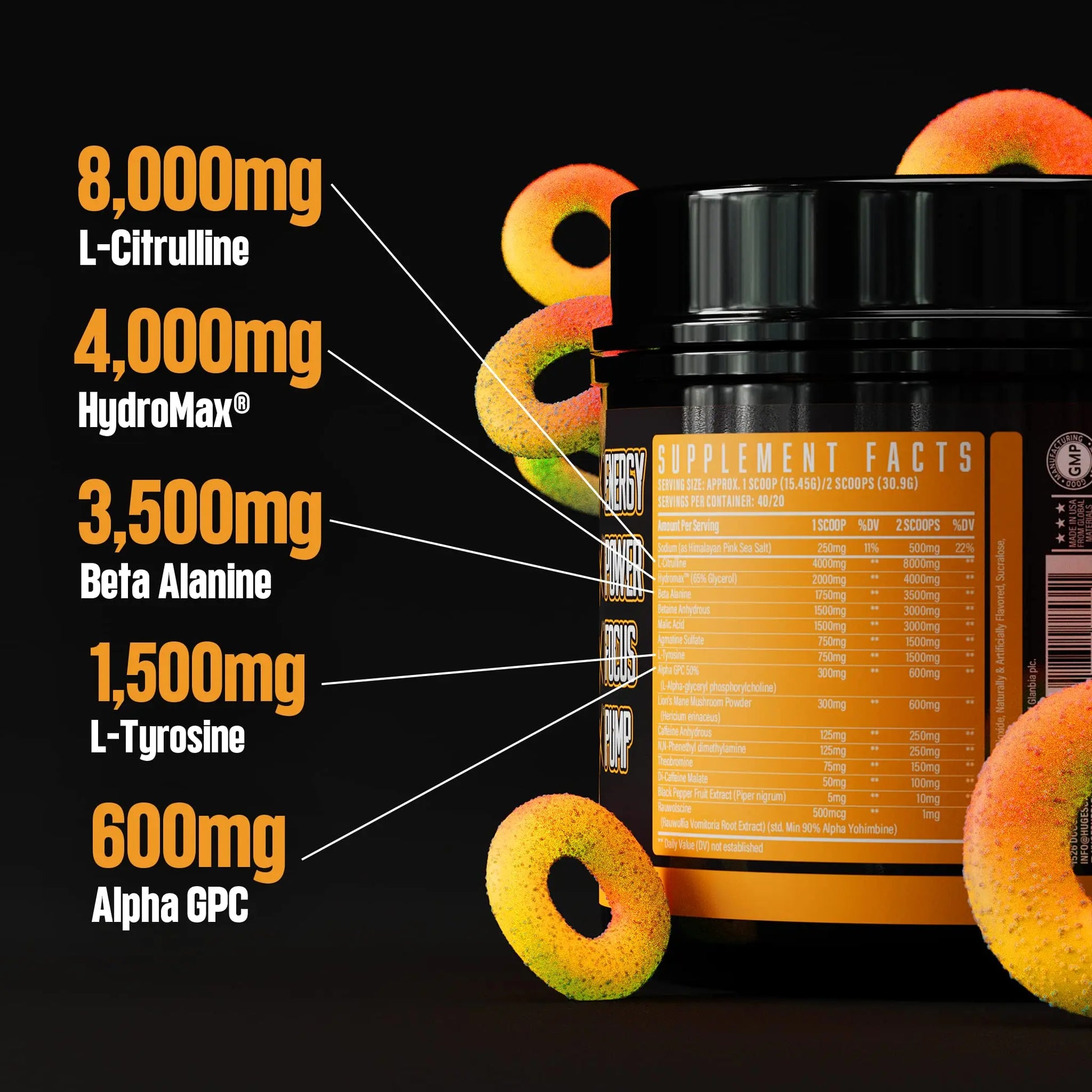 Huge Supplements Wrecked Pre-Workout Powder, 30G+ Ingredients Per Serving to Boost Huge Supplements