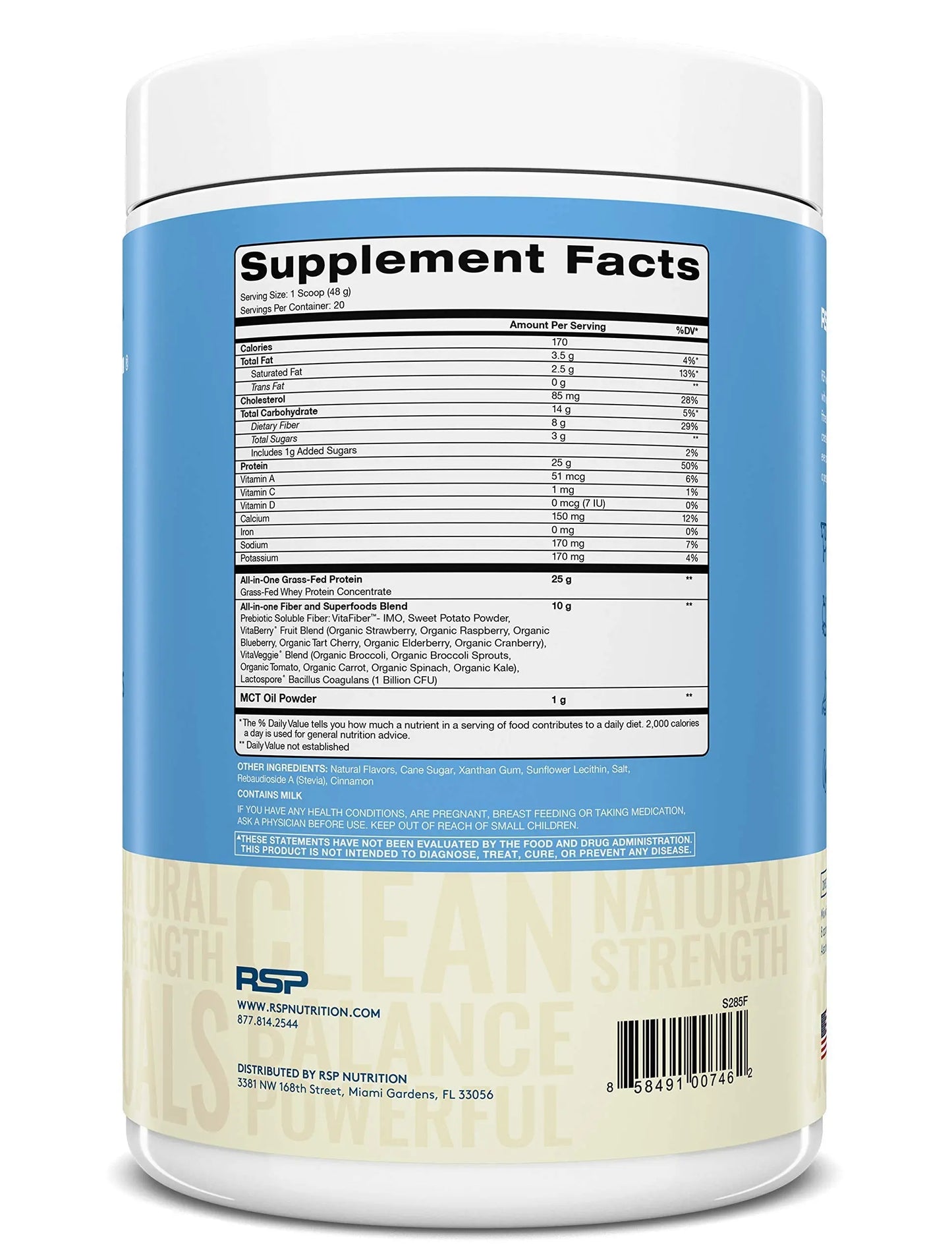 RSP NUTRITION AminoLean Pre Workout Energy (Blue Raspberry 30 Servings) with TrueFit RSP NUTRITION