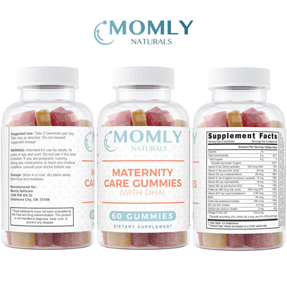 Momly Naturals Maternity Care Gummies Prenatal Vitamins - Prenatal Gummies w/DHA, Vitamin D3 Momly Naturals
