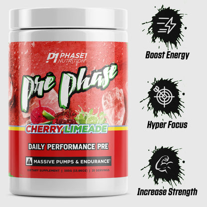 Pre Phase Daily Driver Preworkout - Phase 1 Nutrition (Cherry Limeade, 25 Servings) Phase One Nutrition