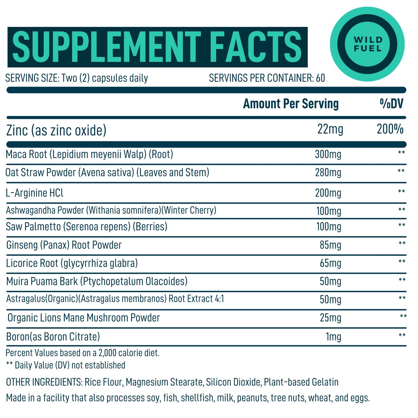 Fertility Supplements For Men Prenatal Vitamin - Maca Root, Ashwagandha, L Arginine WILD FUEL