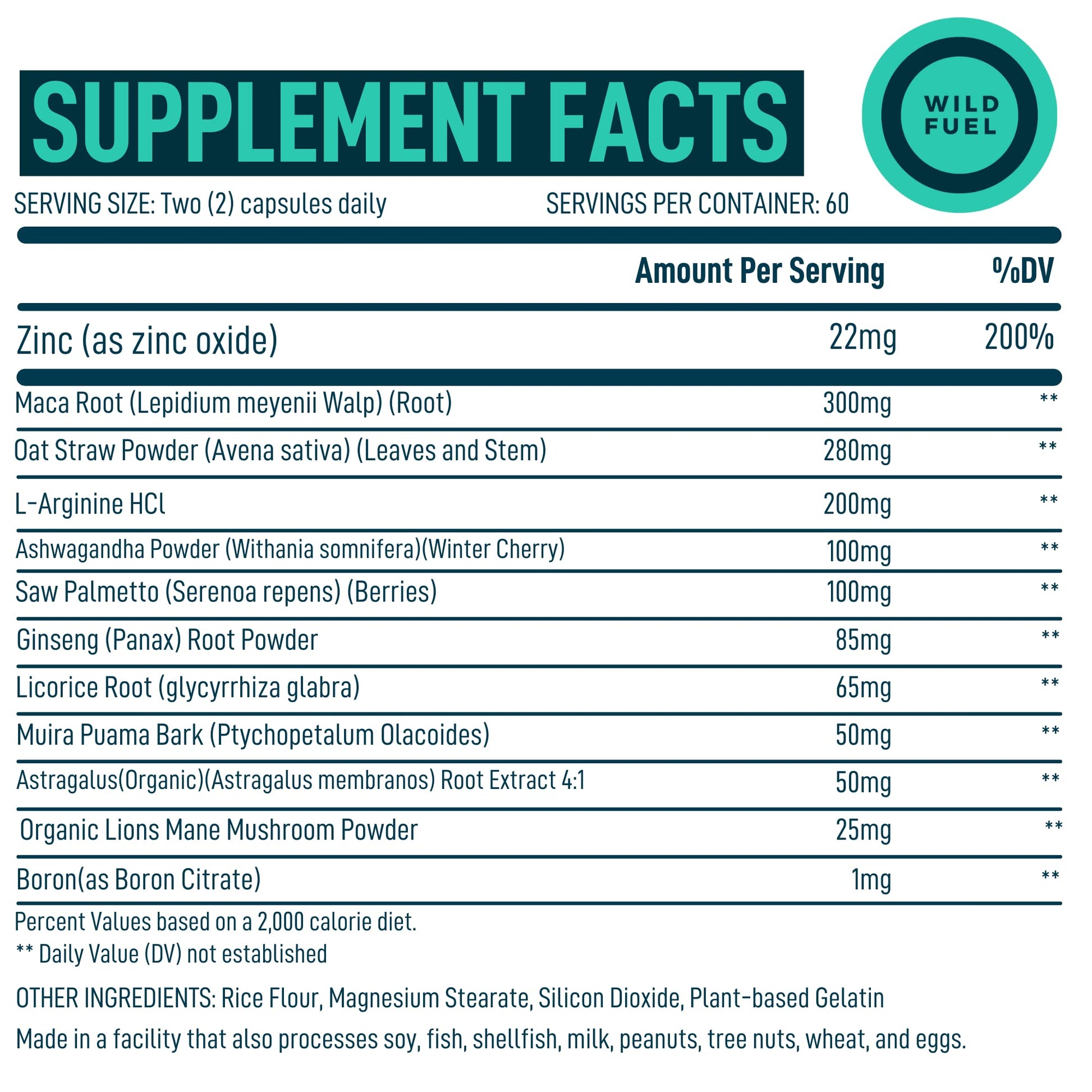 Fertility Supplements For Men Prenatal Vitamin - Maca Root, Ashwagandha, L Arginine WILD FUEL