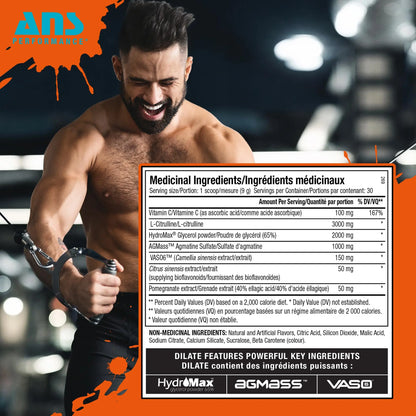 ANS Performance Dilate Pump PreWorkout Powder - Dietary Supplement - Maximizes ANS Performance