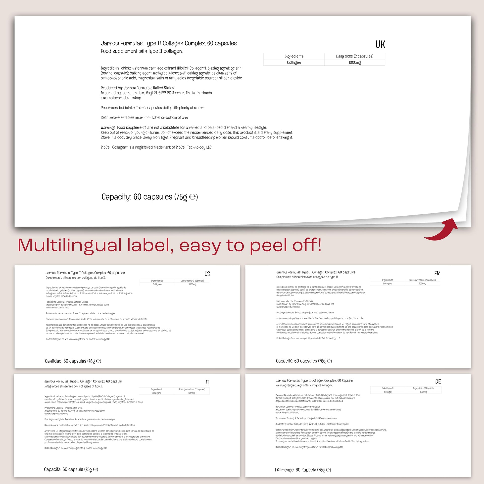 Jarrow Formulas, Type II Collagen Complex (Type 2 Collagen), 60 Capsules Jarrow FormulasBuy Supplements Australia