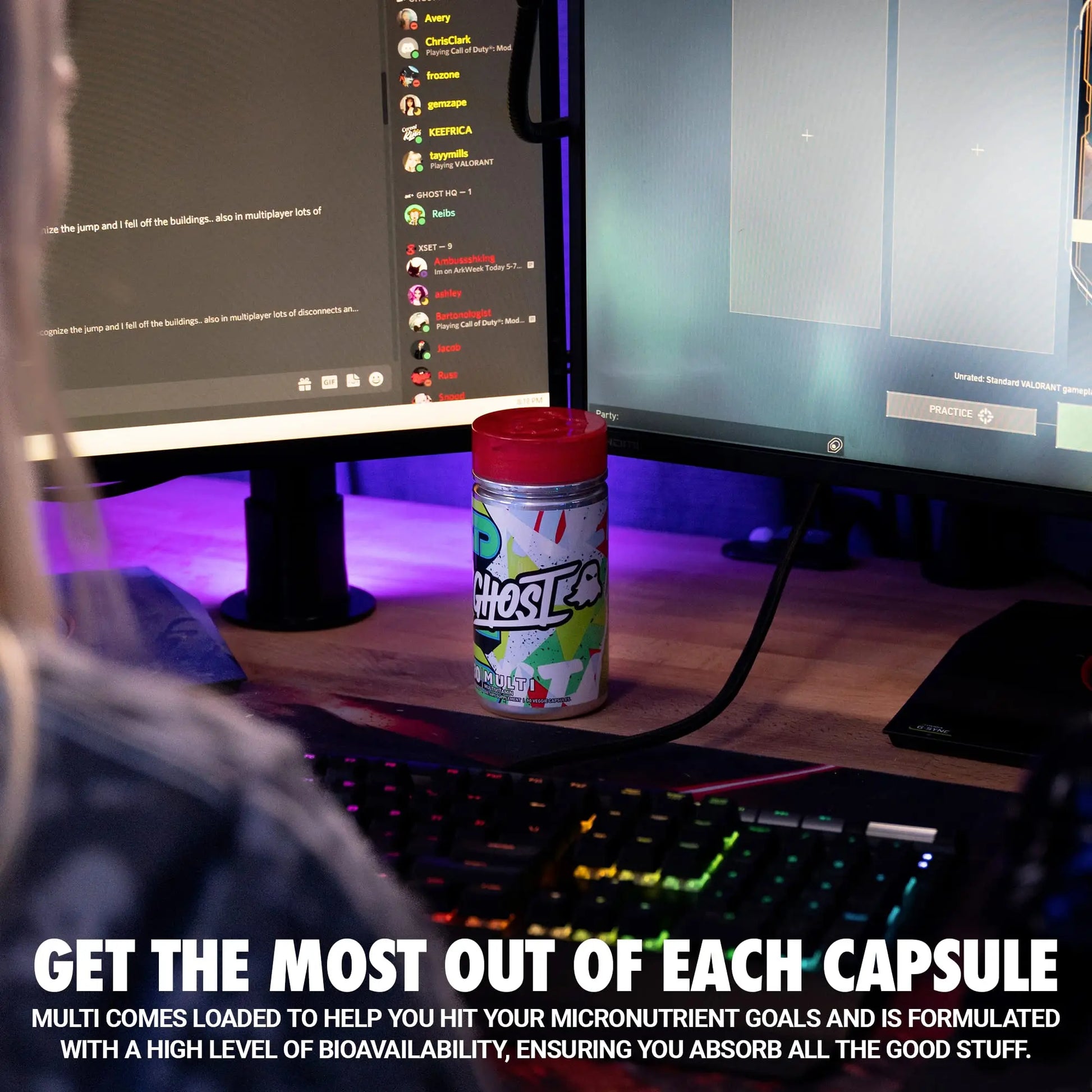 GHOST Multi Multivitamin for Men & Women, 90 Capsules - Loaded with 21 Vitamins GHOST