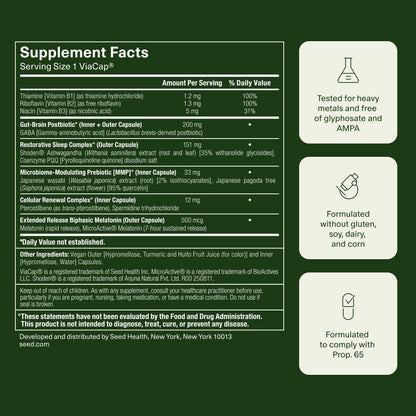 Seed PM-02 Sleep + Restore - Sleep Aid for Women & Men - Non-Habit Forming Bioidentical Melatonin & Ashwagandha - Vegan & Shelf-Stable - 30 Capsules (30-Day Supply) Visit the Seed StoreBuy Supplements Australia