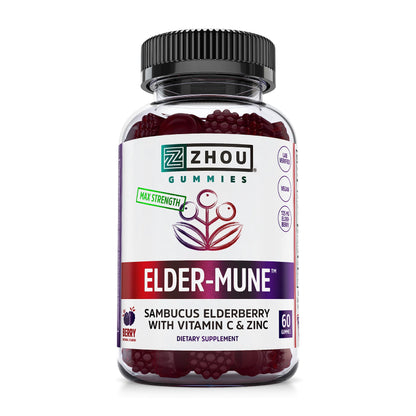 Zhou Nutrition Elder-Mune Sambucus Elderberry Gummies with Zinc and Vitamin C & vH Zhou Nutrition