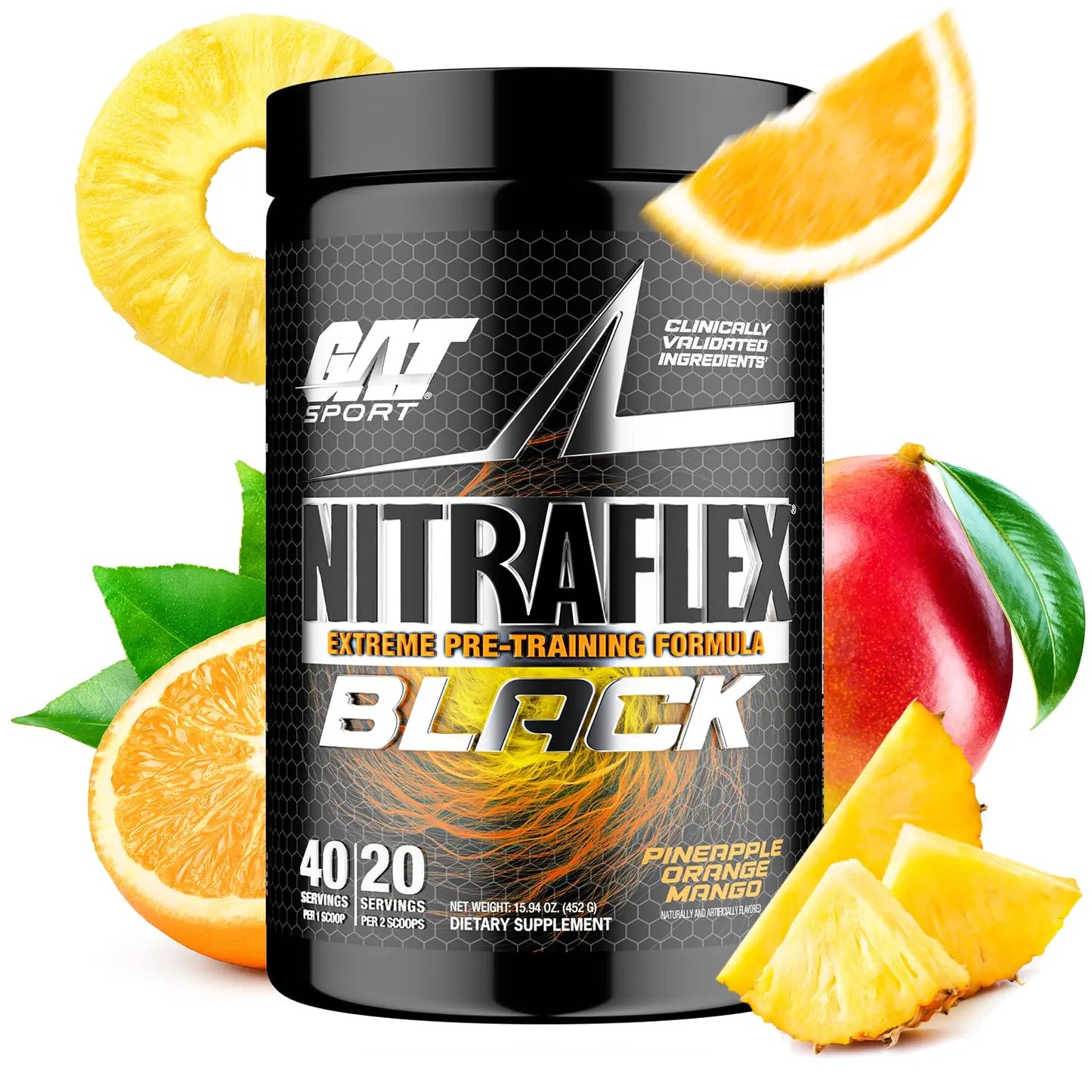 GAT SPORT Nitraflex Black Pre-Workout Powder, Extreme Pre-Training Formula for Men GAT SPORT