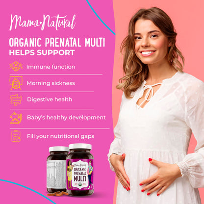 Premium Prenatal Bundle of 2 - Organic Prenatal Multi & Natural Probiotics - Essential Nutrition for Women Mama Natural