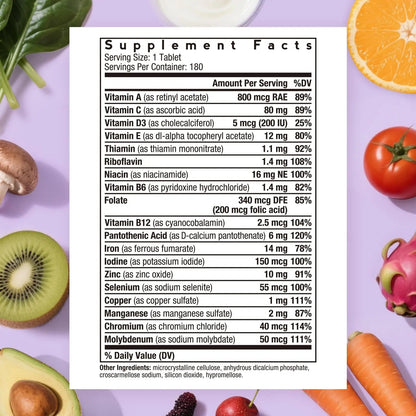 Doctor's Recipes Multivitamin for Women & Men, Immune, Energy & Brain Health Support, Vitamin A, C, D3, E, B6, B12, Folic Acid Doctor's Recipes