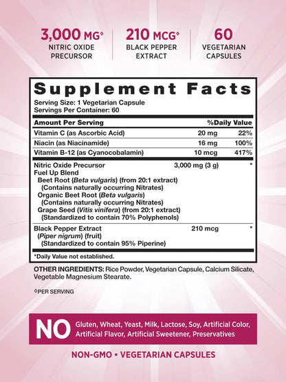 Nature's Truth Beet Root Capsules | 60 Count | Nitric Oxide Supplement for Men and Women Nature's Truth