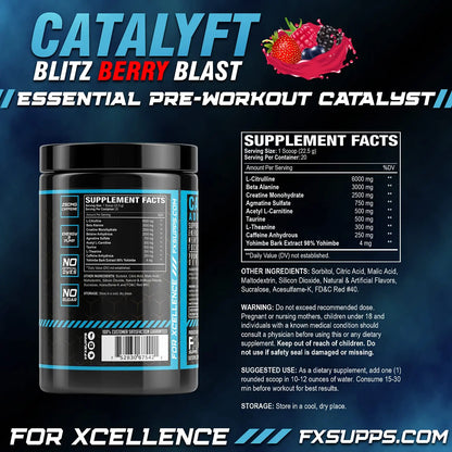 FX Supps Catalyft Pre-Workout PowderDrink for Men and Women Blitz Berry Blast Dietary FXSUPPS