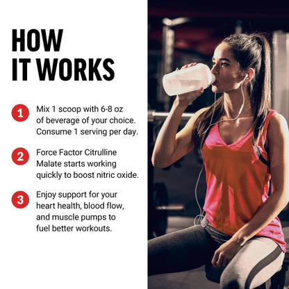 FORCE FACTOR Citrulline Malate 2:1, L Citrulline Supplement for Men to Boost Nitric Oxide Force Factor