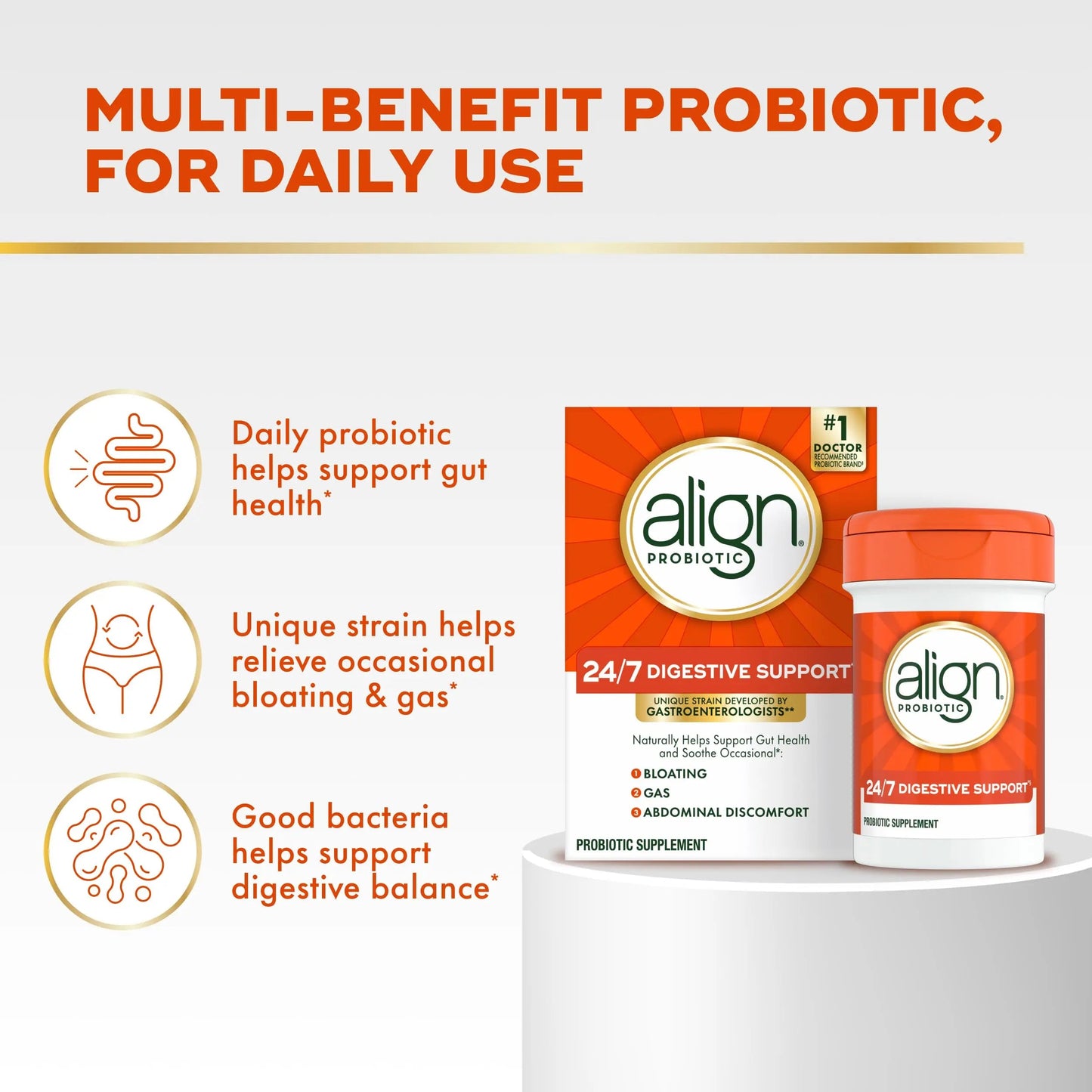Align Probiotic, 24/7 Digestive Support*§, Probiotics for Women and Men, Probiotics for Digestive Health, Men and Womens Probiotic Capsules Help Relieve Occasional Bloating & Gas*, 14 Capsules AlignBuy Supplements Australia