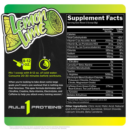 Rule 1 R1 Roar, Lemon Lime - 9.52 oz - Pre-Workout Powder - with Creatine, Beta-Alanine Rule 1 Proteins