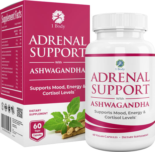1 Body Adaptogen Complex Supplement with Ashwagandha - 60 Vegan Cap 1 Body