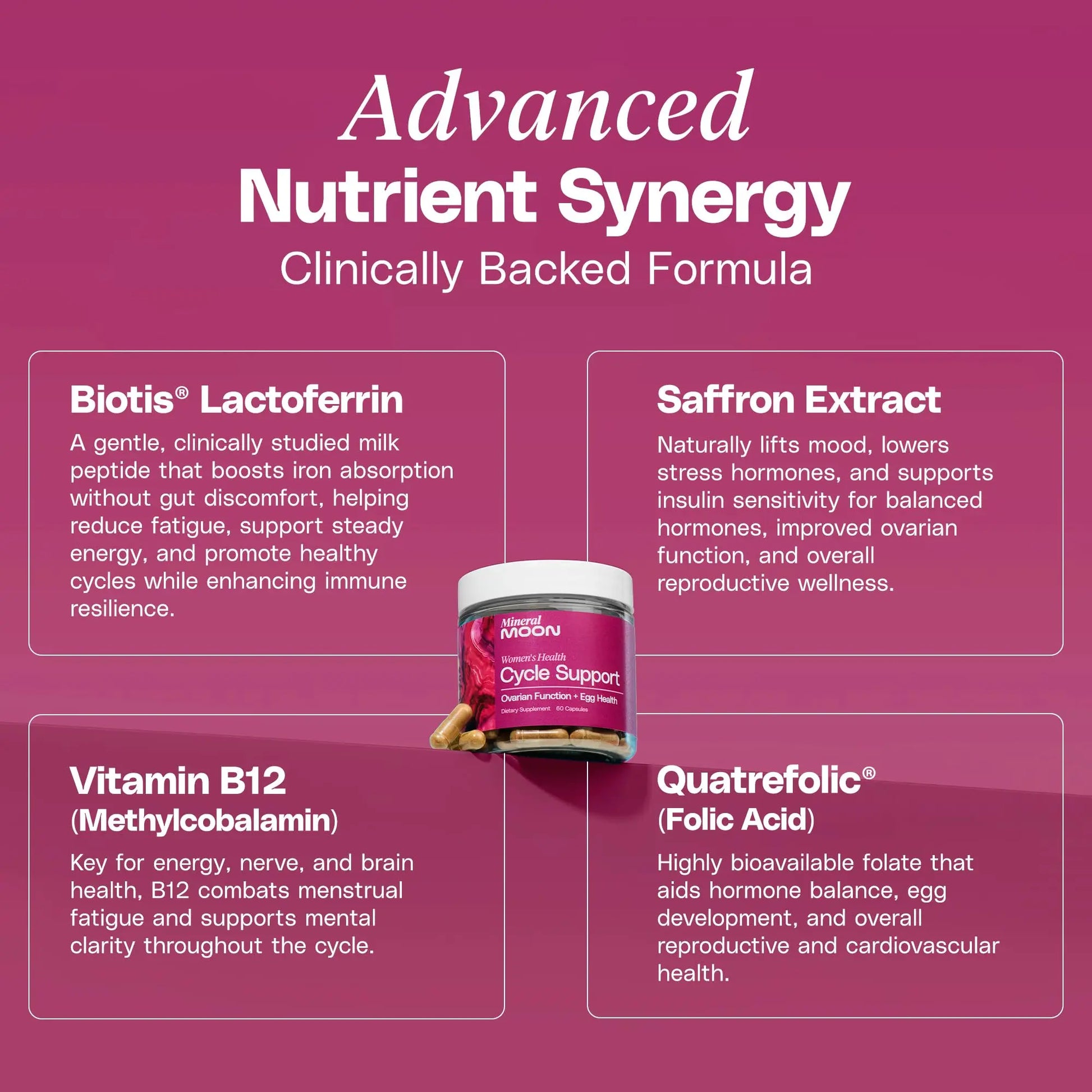 Mineral Moon Hormonal Support Bundle - Menstrual Supplement + Cycle Support - Aid Ovulation, Hormonal Balance & PMS Support - Reduce Period Cramps & Fatigue - Antioxidant Ovarian Support Vitamins Mineral Moon buy supplements Au